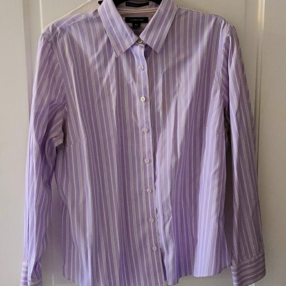 Lands End Long Sleeve Button Up Collared Shirt
